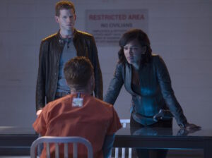 MINORITY REPORT: L-R: Stark Sands, Jesse Luken and Jesse Luken in the all-new “The Present” episode of MINORITY REPORT airing Monday, Oct. 19 (9:00-10:00 PM ET/PT) on FOX. © 2015 FOX Broadcasting Co. Cr: Katie Yu / FOX.