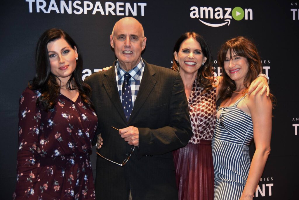 The cast of Transparent at the Naval Memorial in DC (l to r: Trace Lysette, Jeffrey Tambor, Amy Landecker & Kathryn Hahn) Photo credit: Renita Clarke