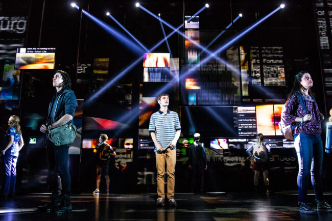Ben Levi Ross as 'Evan Hansen' and the Company of the First North American Tour of Dear Evan Hansen. Photo by Matthew Murphy. 2018