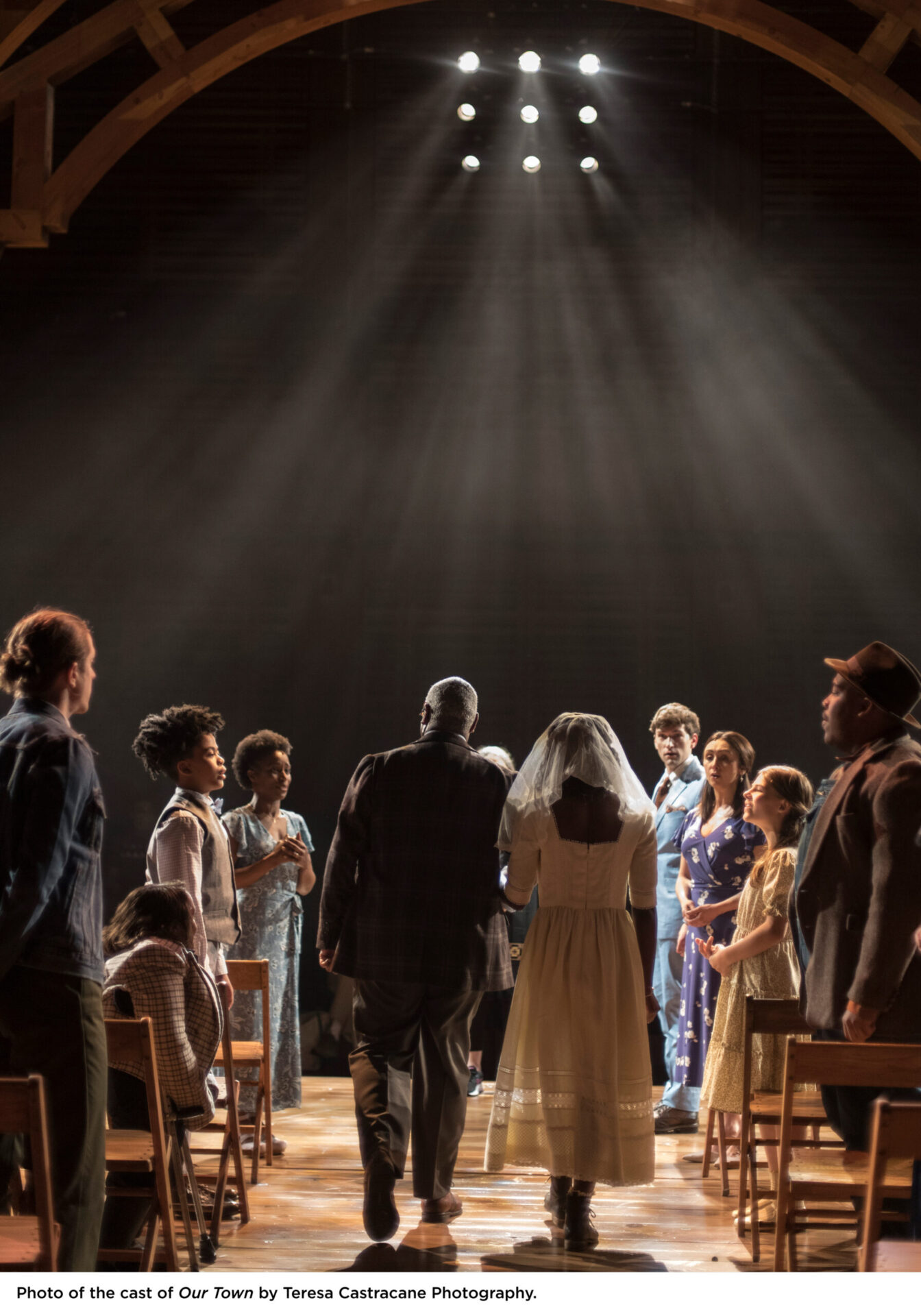 Photo of the cast of Our Town during Act II, Love and Marriage, by Teresa Castracrane Photography.