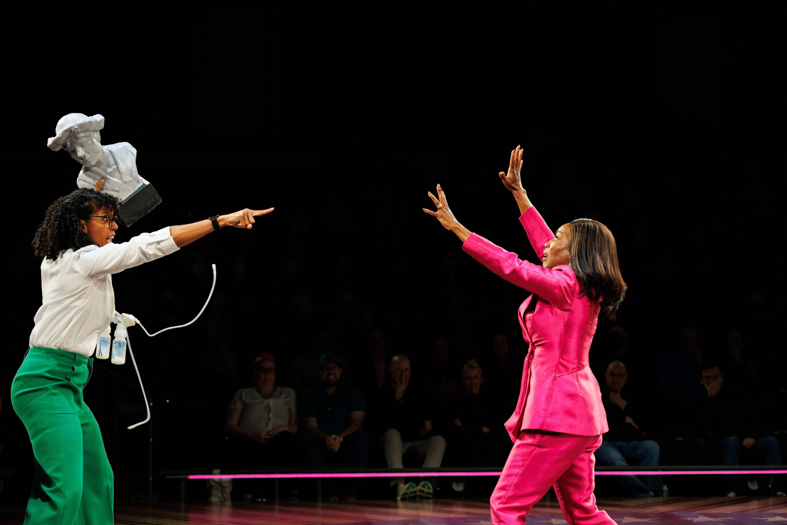 Yesenia Iglesias and Felicia Curry in POTUS at Arena Stage at the Mead Center for American Theater running October 13 through November 12. Photo by Kian McKellar.